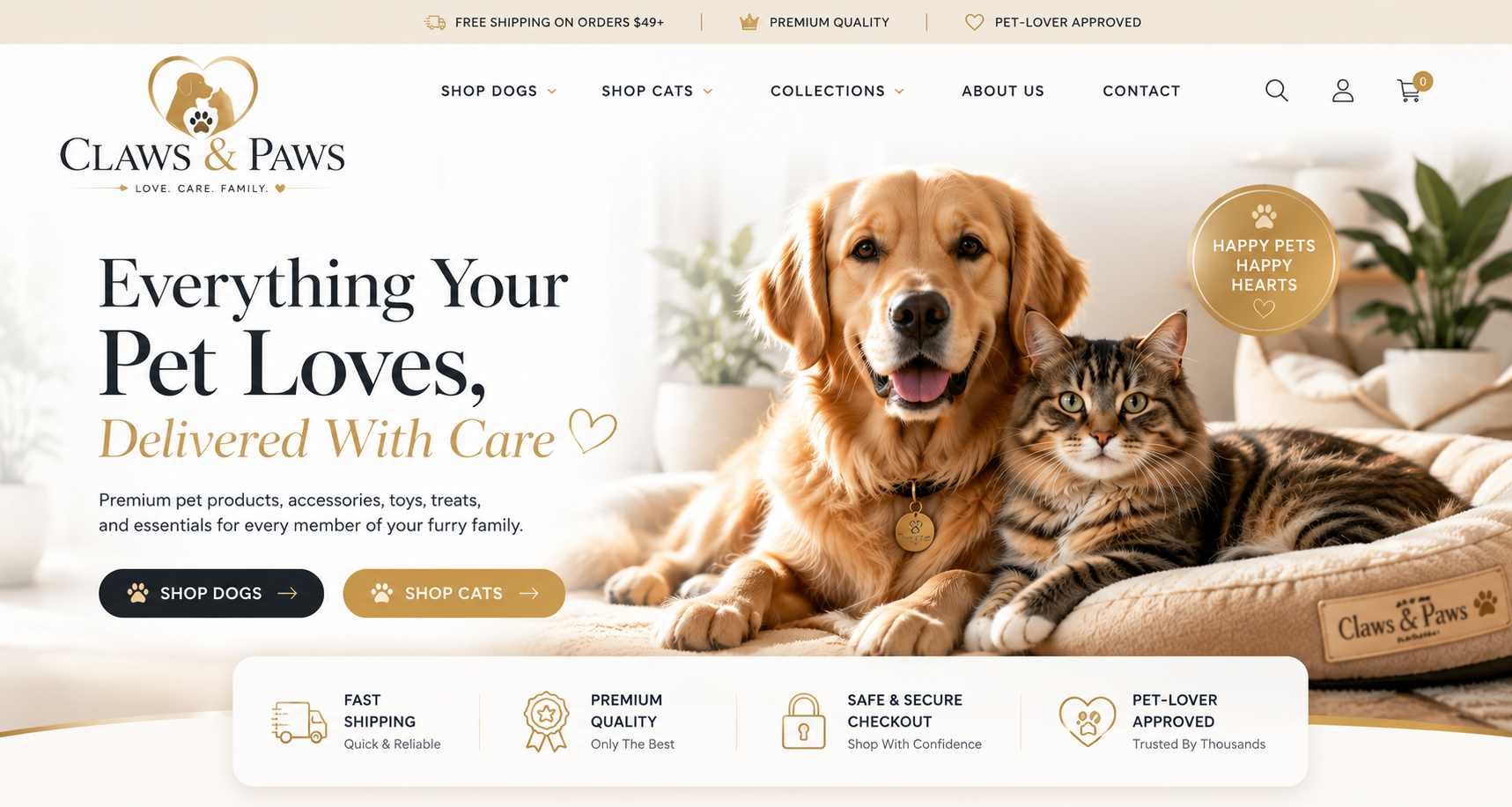 A golden retriever and tabby cat resting together